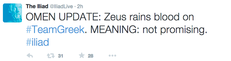 Illustration for article titled This Livetweeting of "The Iliad" Is the Best Thing On the Internet Today